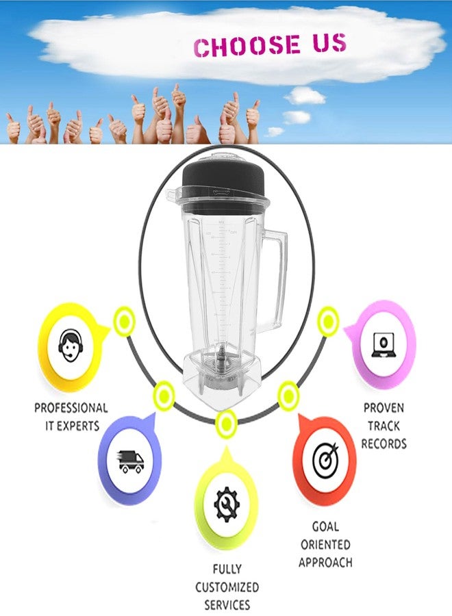 Bxmgr Blender Pitcher 64oz, Clear, Compatible With C-Series 5200 E310 Vm0101 Vm102b Vm0197 Pro 300 etc Blender, Replace For 15856 5000 5200 001195 6300 etc Pitcher/Container/Cup, 3 Years Warranty - Image 4